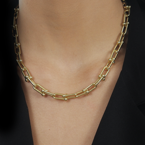 Colar Dourado Chocker Corrente Elos Largos